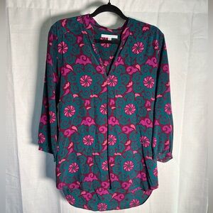 Amanda Uprichard Floral 100%‎ silk blouse- xs